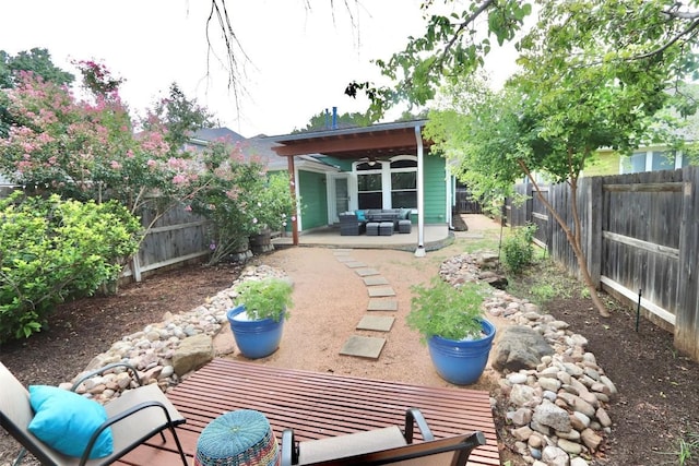 view of patio / terrace with an outdoor living space