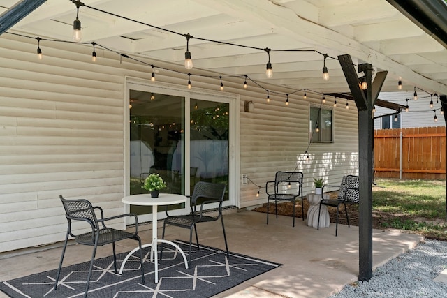 view of patio / terrace featuring electric panel