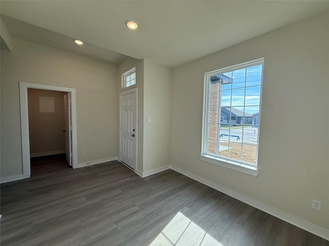 interior space featuring dark wood-type flooring and plenty of natural light