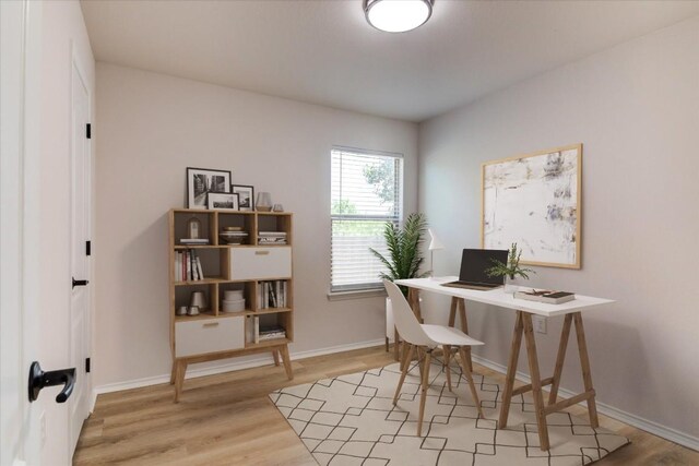 office space featuring light hardwood / wood-style floors