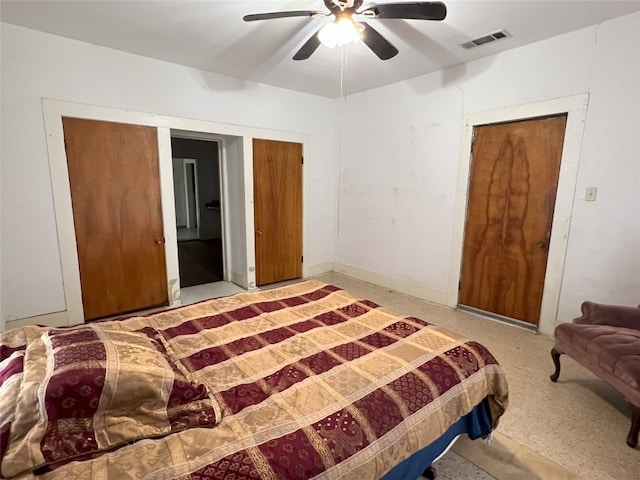 bedroom featuring ceiling fan