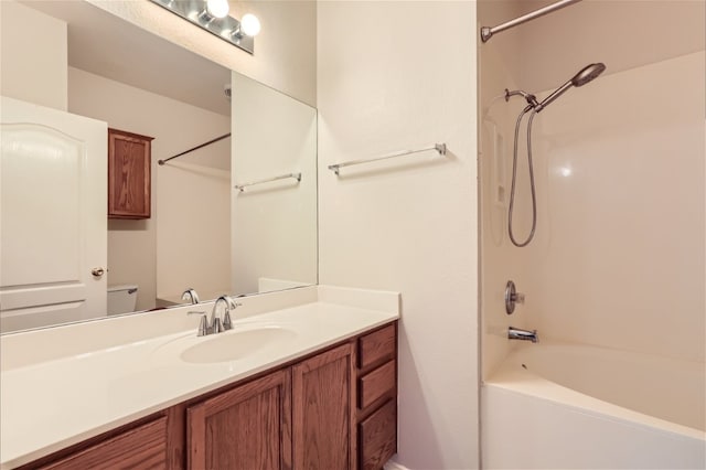 bathroom with vanity and shower / bathing tub combination