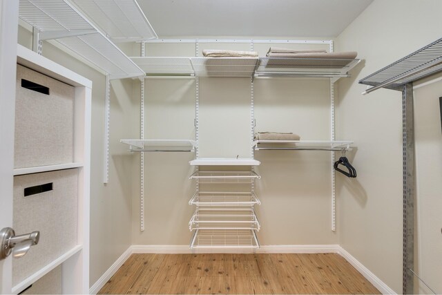 spacious closet with wood finished floors