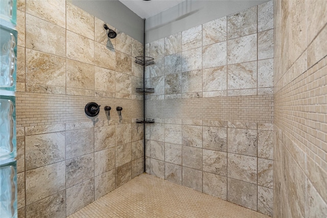 bathroom featuring a tile shower