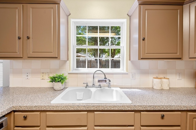 kitchen featuring decorative backsplash and sink