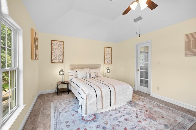 bedroom featuring ceiling fan and carpet floors