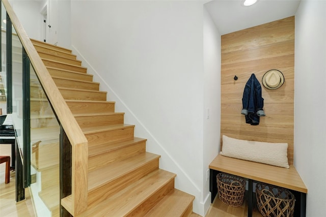 mudroom featuring hardwood / wood-style floors