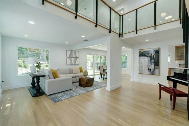 living room with light wood-type flooring