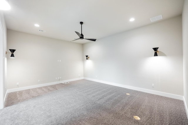 carpeted empty room with ceiling fan