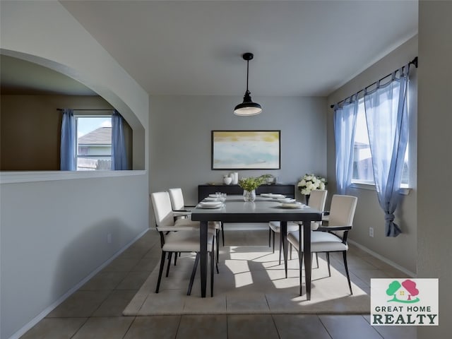 dining area with tile patterned floors