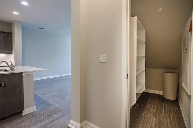 hallway with sink