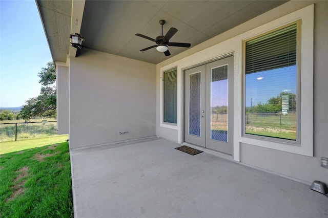 view of patio / terrace with ceiling fan