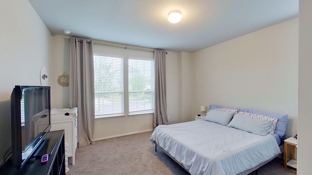 carpeted bedroom with multiple windows