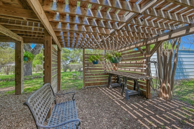 view of patio featuring a pergola