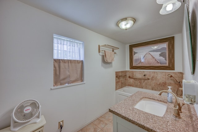 bathroom featuring vanity and tile patterned flooring