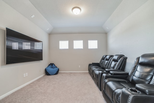 interior space featuring a textured ceiling and vaulted ceiling