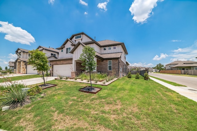 craftsman-style home featuring a front lawn