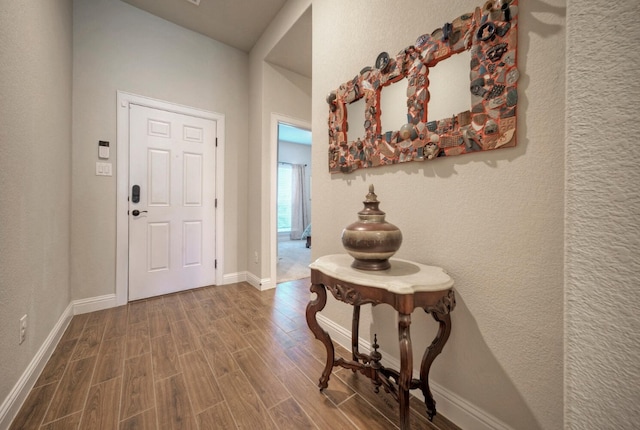 21707 Crystal Way, Lago Vista, TX 78645 - entrance foyer featuring wood finished floors and baseboards