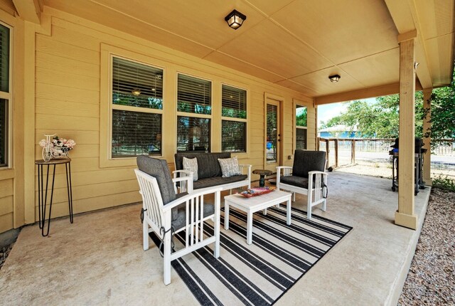 view of patio featuring an outdoor hangout area