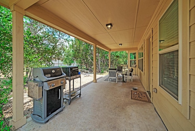 view of patio / terrace featuring a grill