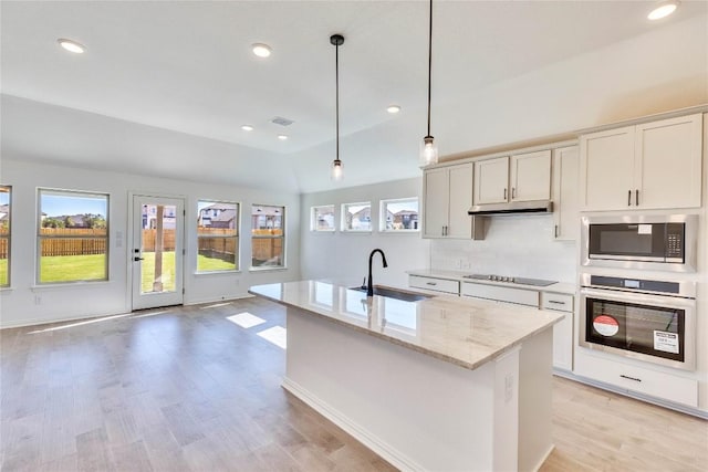 607 Breeze Hollow Ln, Georgetown, TX 78628 - kitchen with stainless steel appliances, plenty of natural light, light wood-type flooring, and recessed lighting