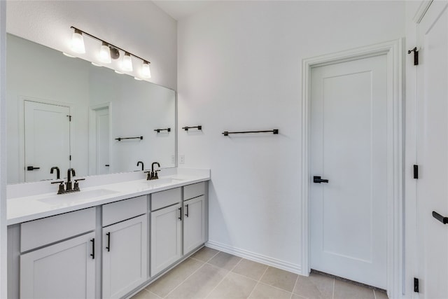 bathroom featuring tile patterned flooring and vanity