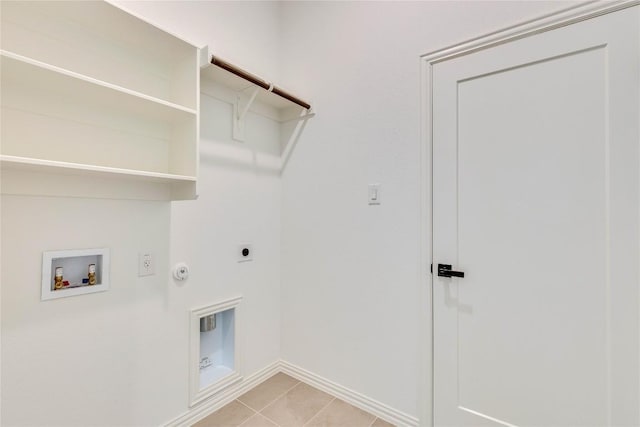 607 Breeze Hollow Ln, Georgetown, TX 78628 - laundry area featuring electric dryer hookup, hookup for a gas dryer, washer hookup, and light tile patterned flooring