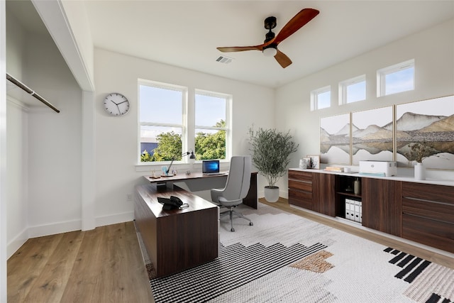 15000 Texas St, Austin, TX 78734 - office area with ceiling fan, light wood-type flooring, and baseboards
