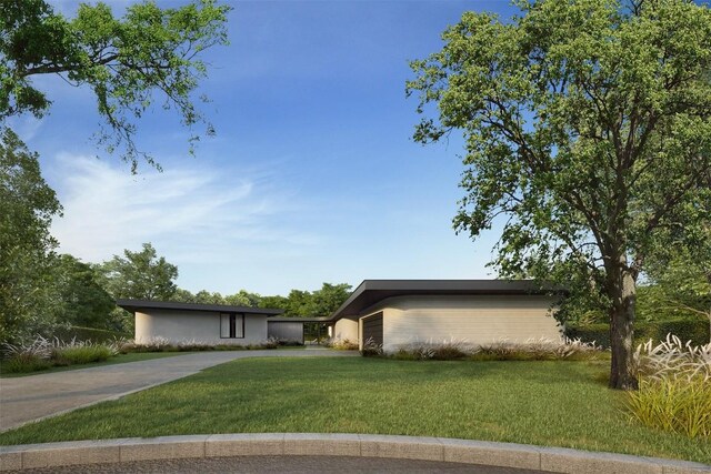 ranch-style home featuring a front yard