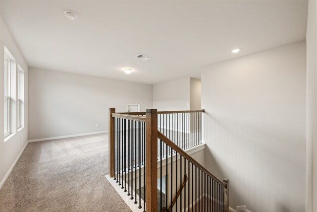 hallway with carpet flooring