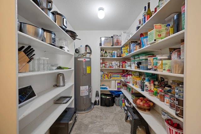 pantry with electric water heater