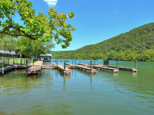 dock area featuring a water view