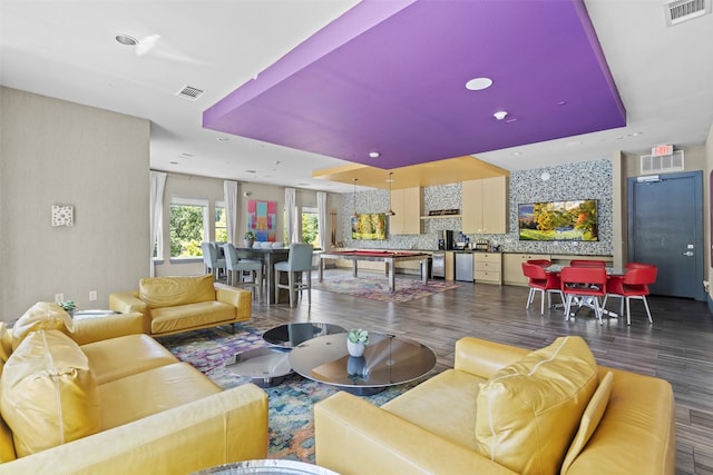 living room with hardwood / wood-style floors