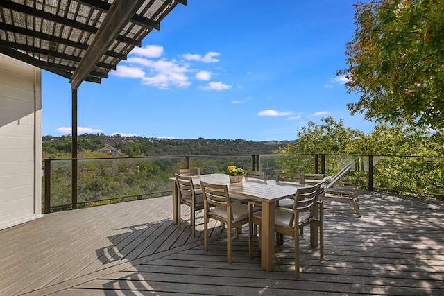 wooden terrace featuring a pergola