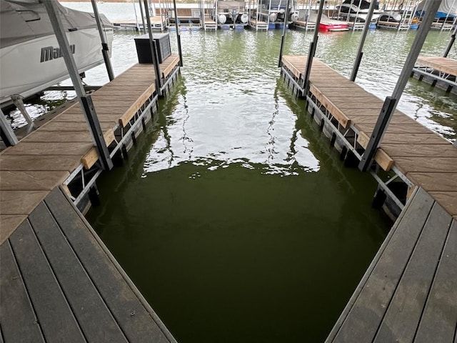 dock area featuring a water view