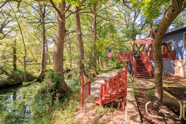 view of yard with a deck