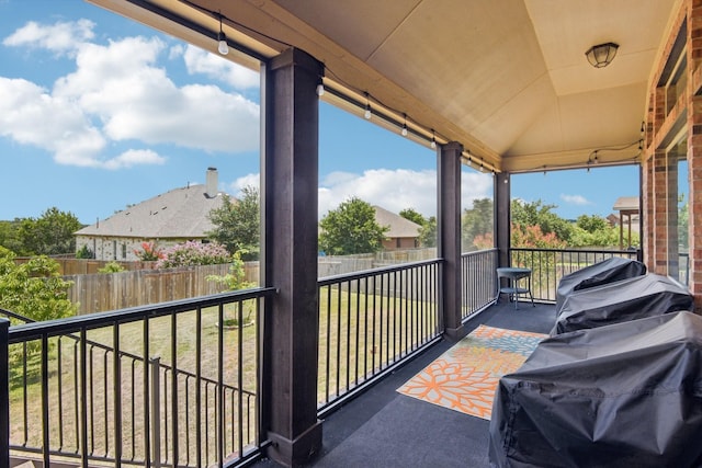 balcony featuring area for grilling