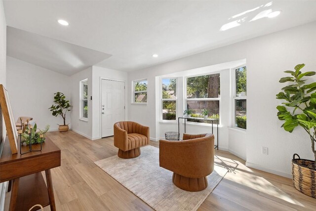 living area with light wood-type flooring