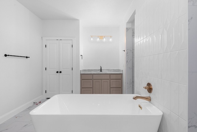 bathroom with vanity, tile walls, and tile patterned floors