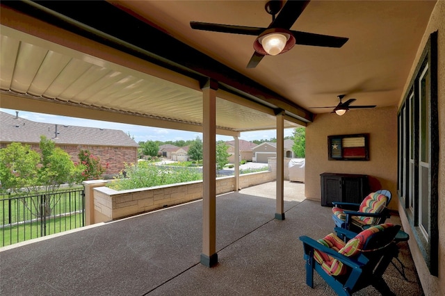 view of patio / terrace featuring cooling unit and ceiling fan