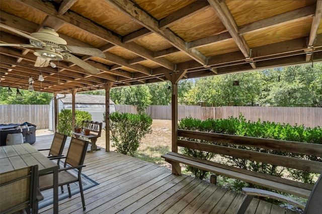 deck featuring ceiling fan