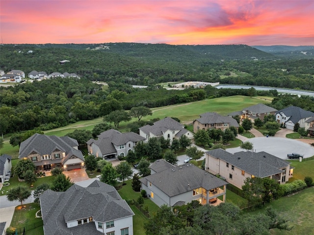 drone / aerial view with a residential view