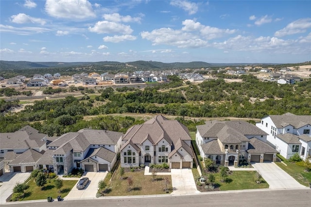 bird's eye view featuring a mountain view