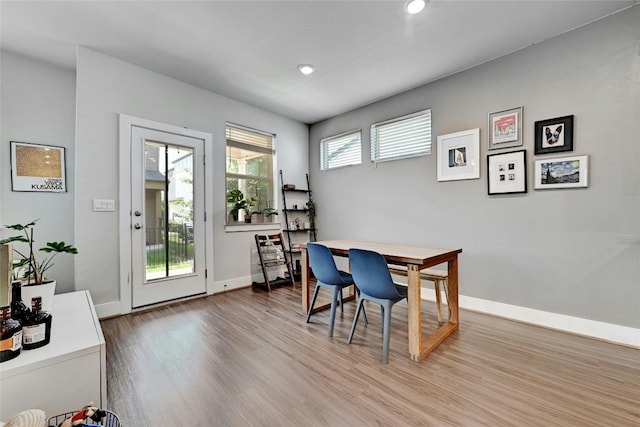 dining area featuring light hardwood / wood-style flooring