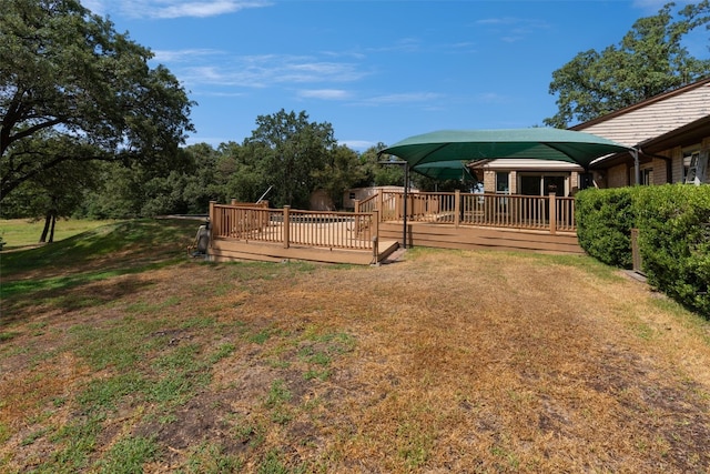 view of yard featuring a deck