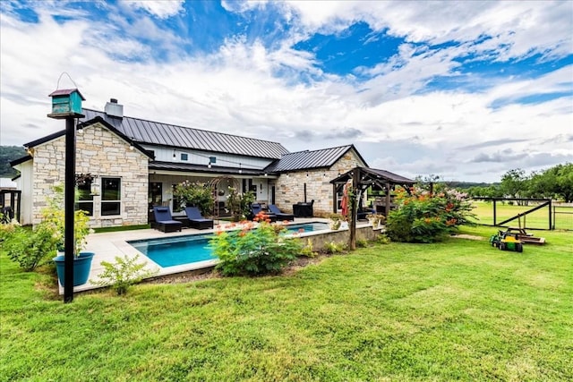 exterior space featuring a lawn and a patio