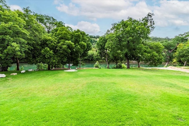 view of yard featuring a water view