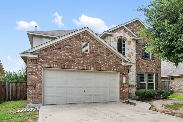 front facade with a garage