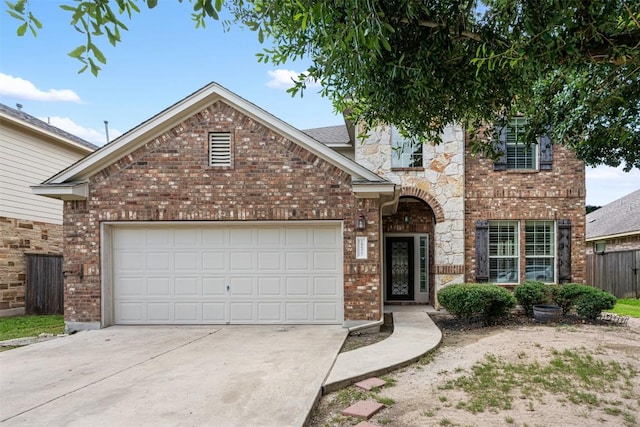 view of front property with a garage