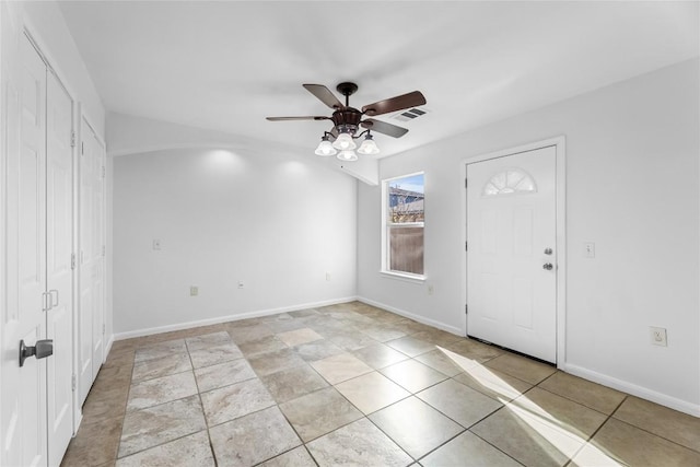 4515 Blue Meadow Dr, Austin, TX 78744 - foyer entrance with a ceiling fan and baseboards